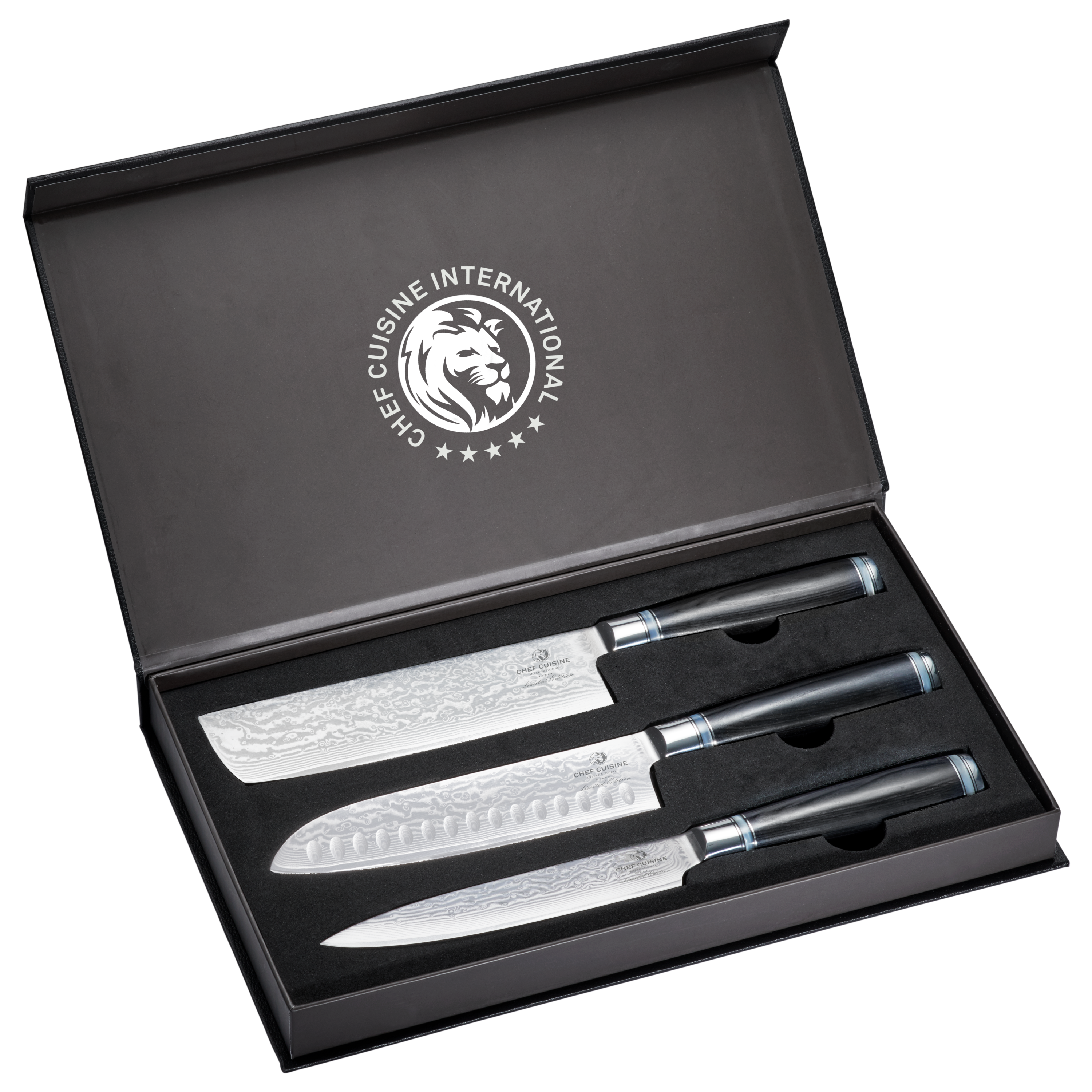 chef-cuisine-damast-messerset-3-tlg-nakiri-santoku-sashimi image 1