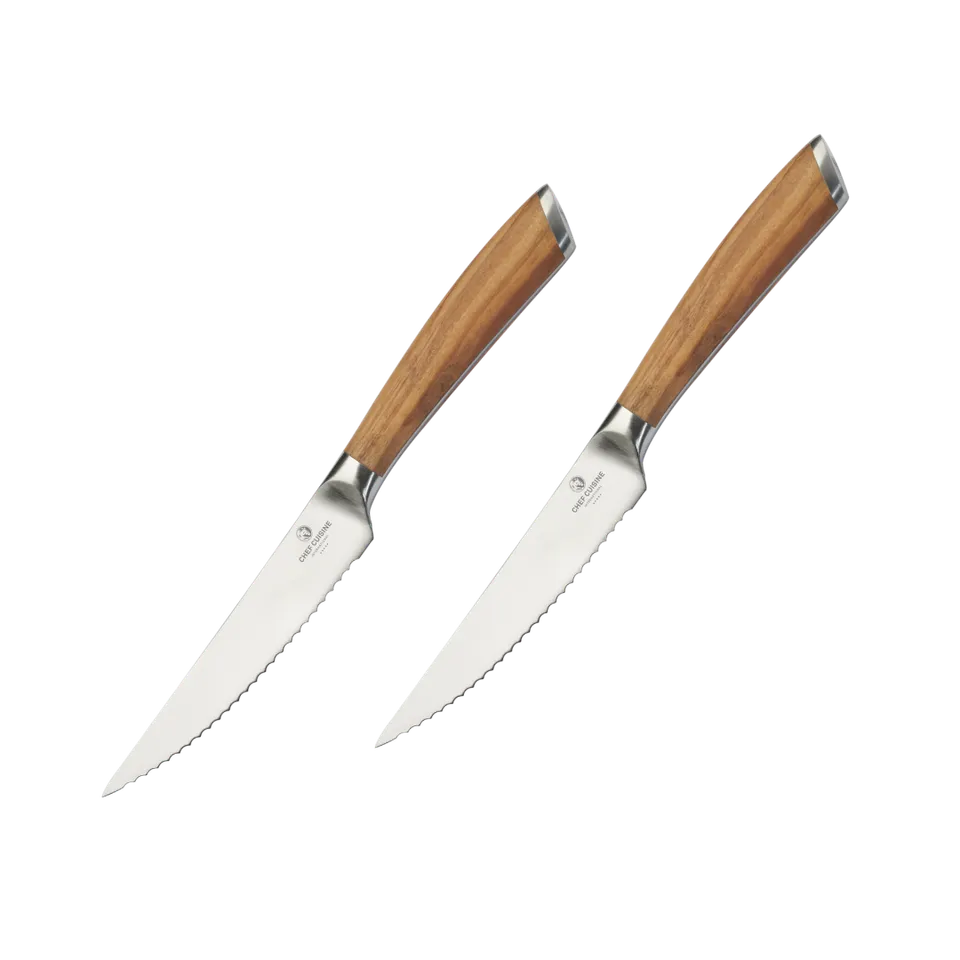 chef-cuisine-olivenholz-steakmesser-2er-set-wellenschliff image 1