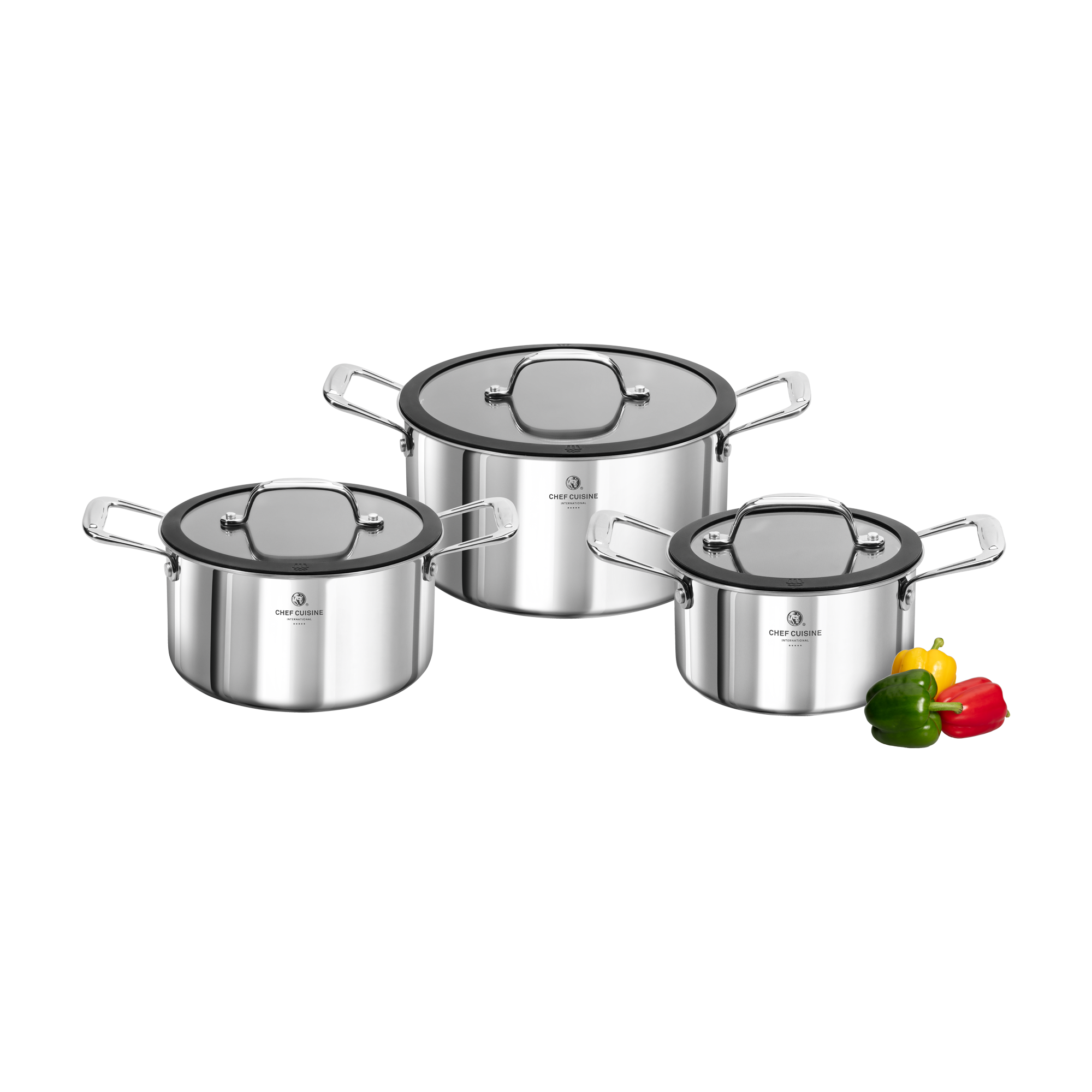 chef-cuisine-honeycomb-edelstahl-topfset-3-tlg-keramik-antihaft image 6