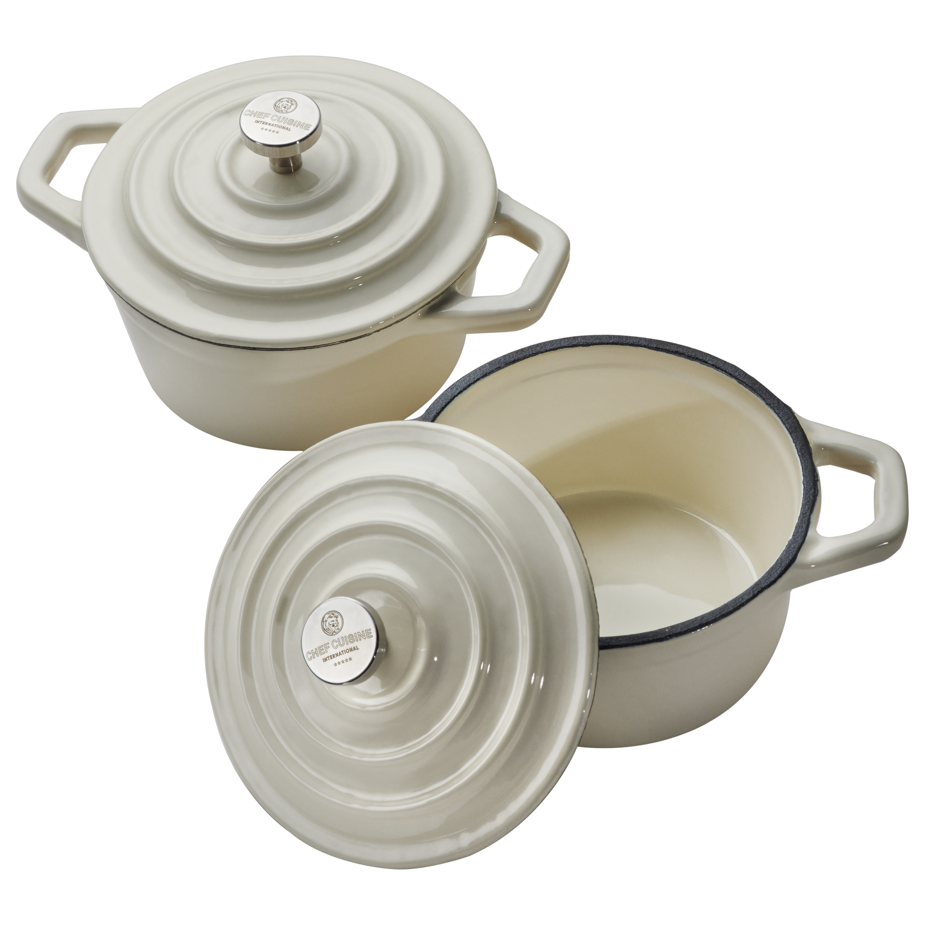 chef-cuisine-gusseisen-mini-cocotte-4er-set-emailliert-mit-deckel image 2