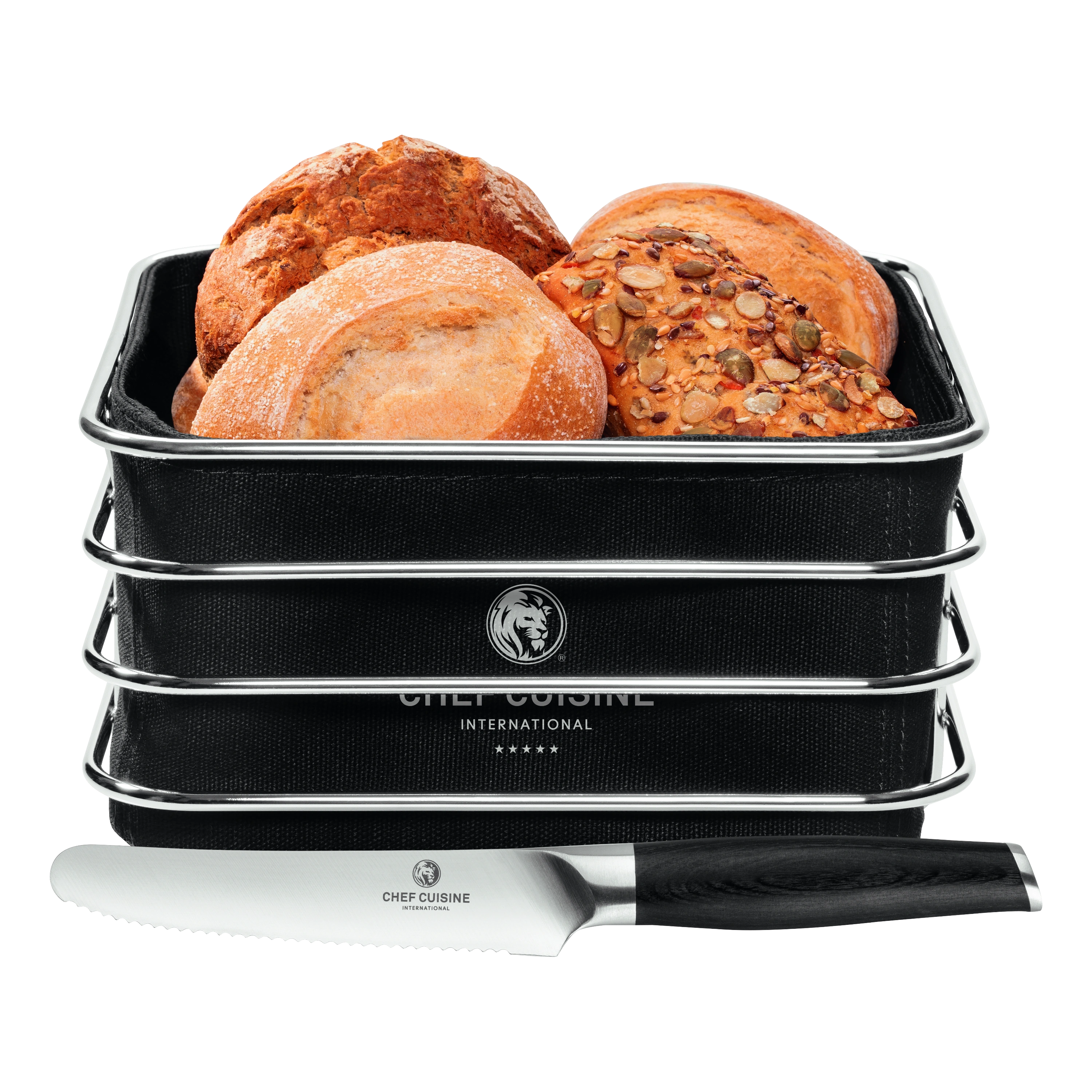 chef-cuisine-servieren-brotkorb-set-mit-fr-hst-cksmesser image 1