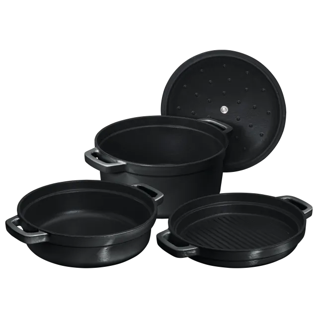 chef-cuisine-gusseisen-kochtopf-pfannenset-3-tlg-emailliert image 1