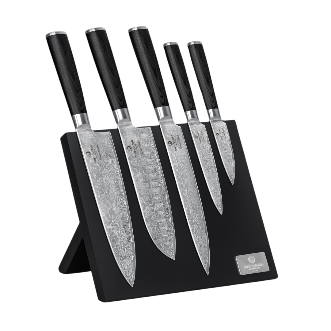 chef-cuisine-damast-messerset-6-tlg-mit-block-67-lagen image 1