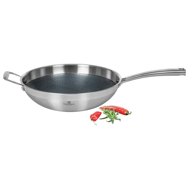 chef-cuisine-honeycomb-wok-32-cm-antihaft-induktion-edelstahl image 1