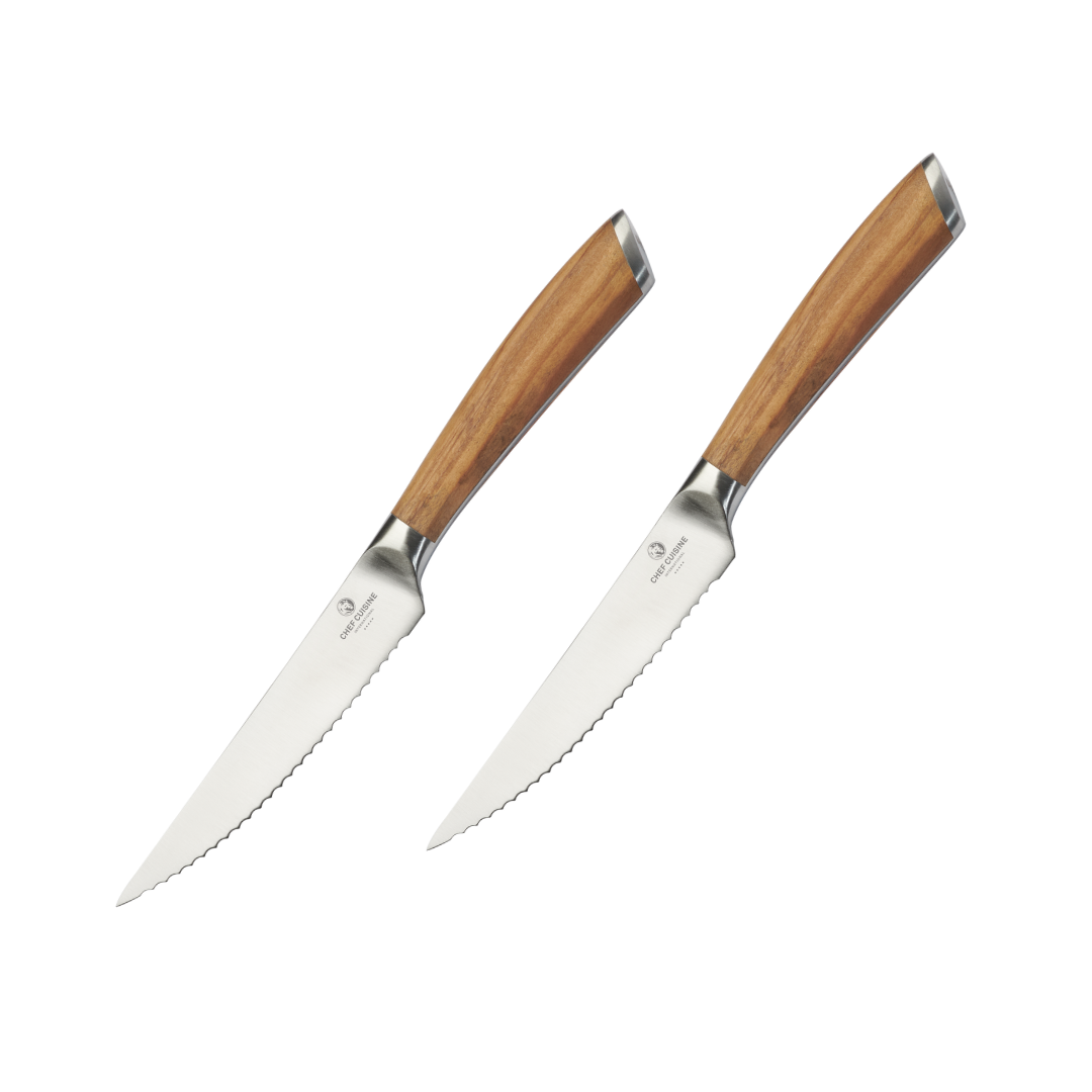 chef-cuisine-olivenholz-steakmesser-2er-set-wellenschliff image 1