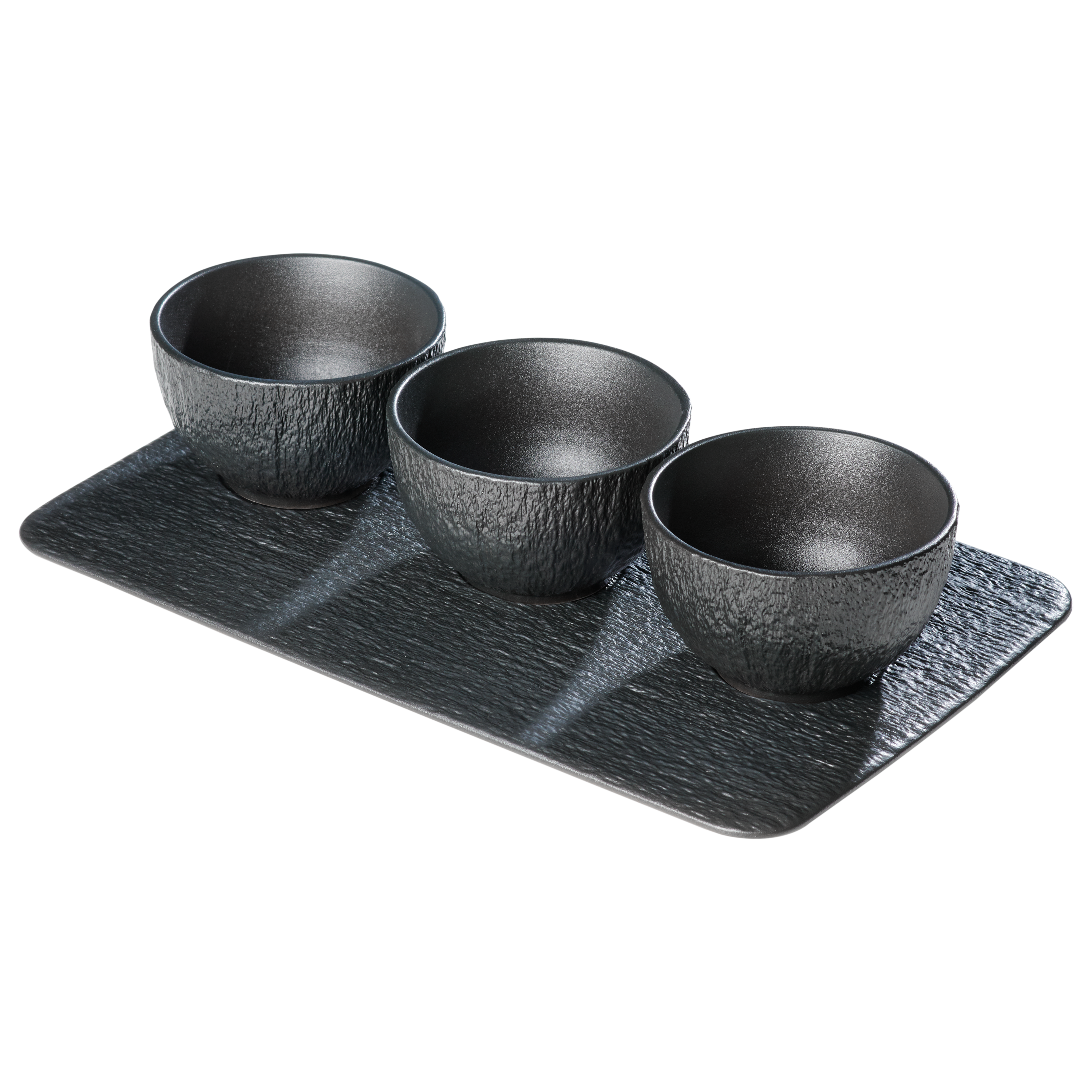 chef-cuisine-servieren-porzellan-dip-schalen-3er-set-mit-tablett-schiefer image 1
