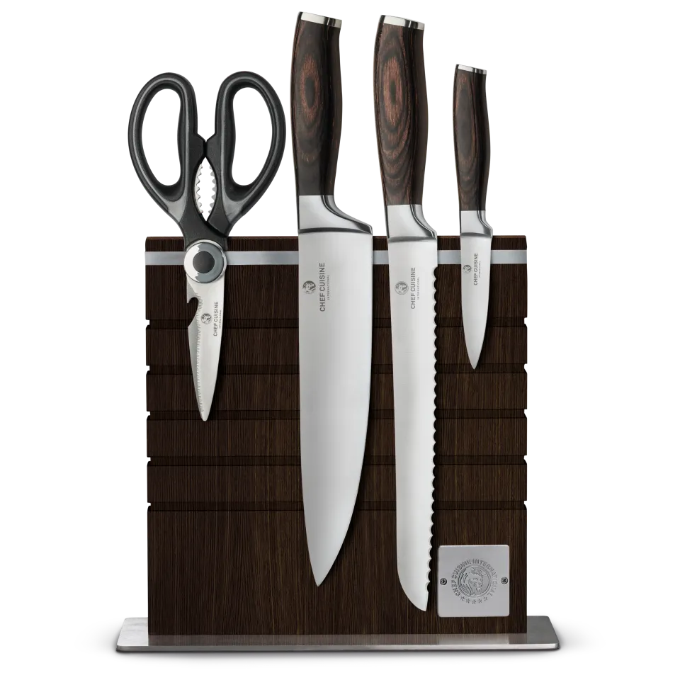 chef-cuisine-pakkaholz-messer-set-5-tlg-magnetblock-schere image 1