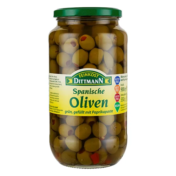 feinkost-dittmann-gr-ne-oliven-mit-paprikapaste-gef-llt image 1