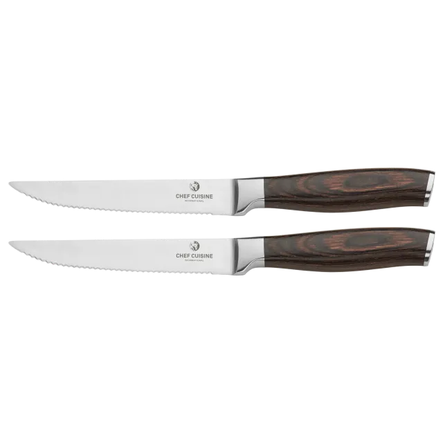 chef-cuisine-pakkaholz-serie-steakmesser-2er-set-wellenschliff image 1
