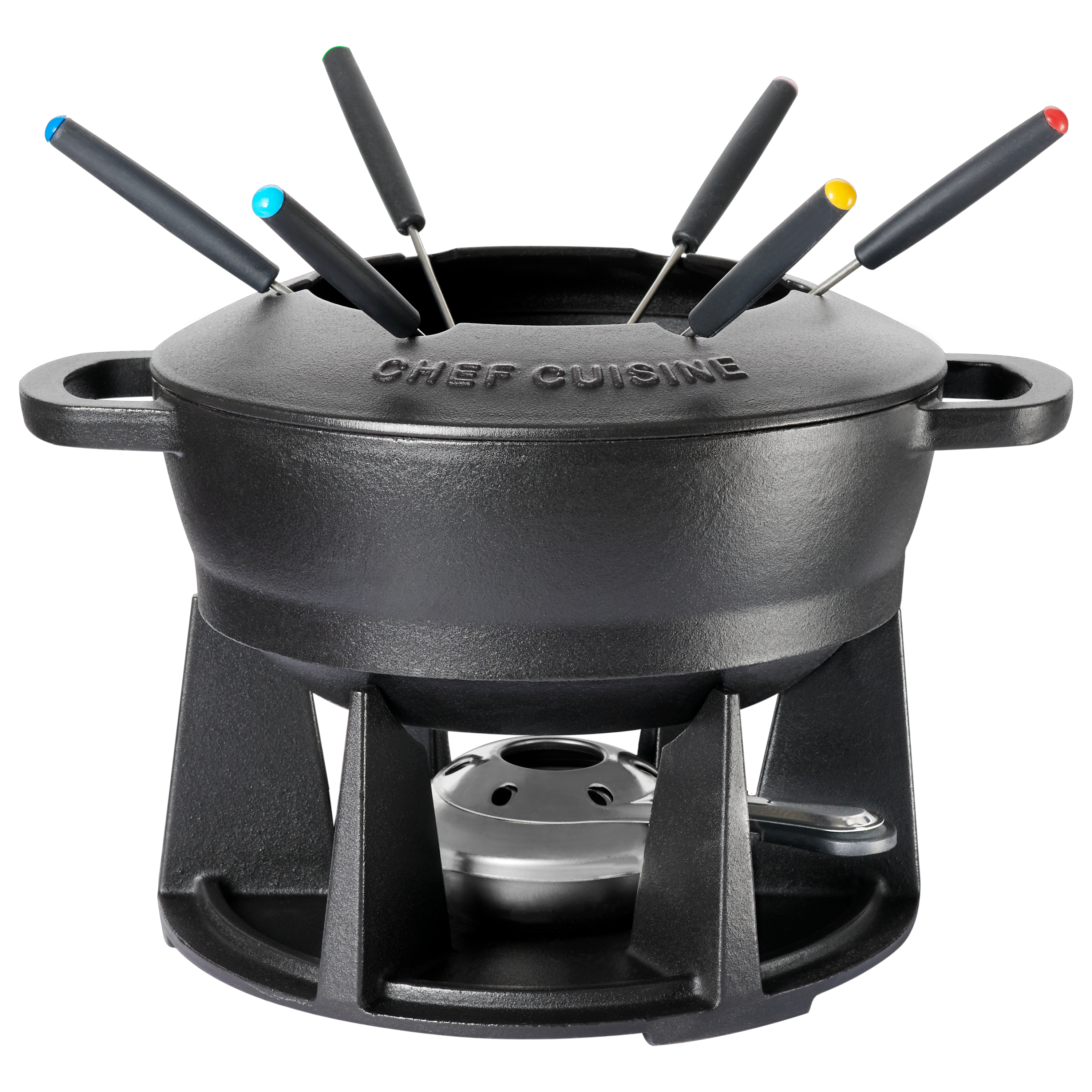 chef-cuisine-gusseisen-fondue-set-mit-dipschalen-porzellan image 2