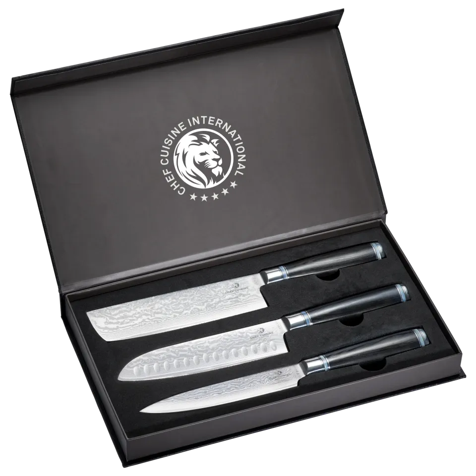 chef-cuisine-damast-messerset-3-tlg-nakiri-santoku-sashimi image 1