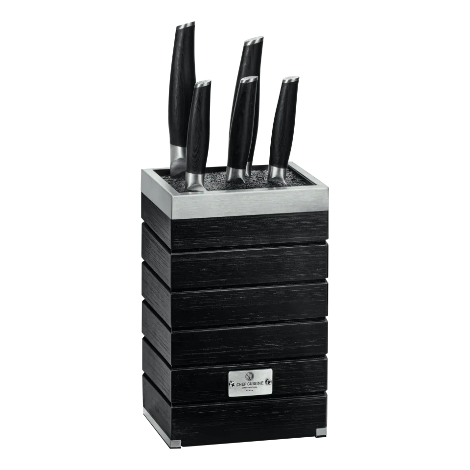 chef-cuisine-pakkaholz-serie-profi-messer-set-6-tlg-bambusblock image 1