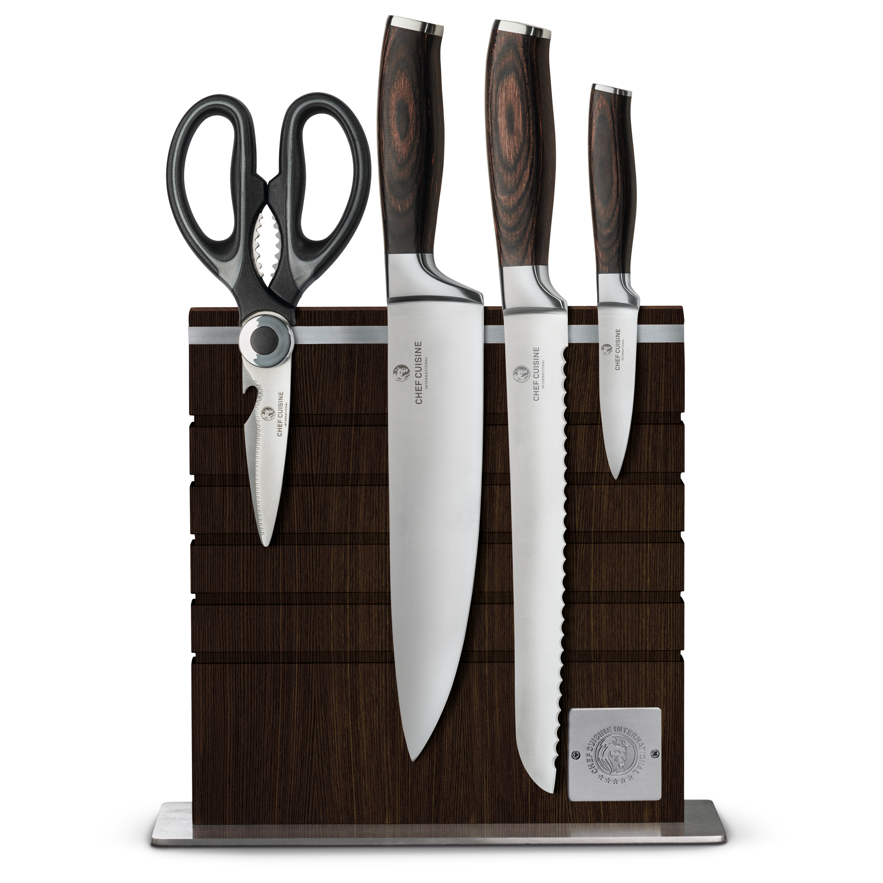 chef-cuisine-pakkaholz-messer-set-5-tlg-magnetblock-schere image 1