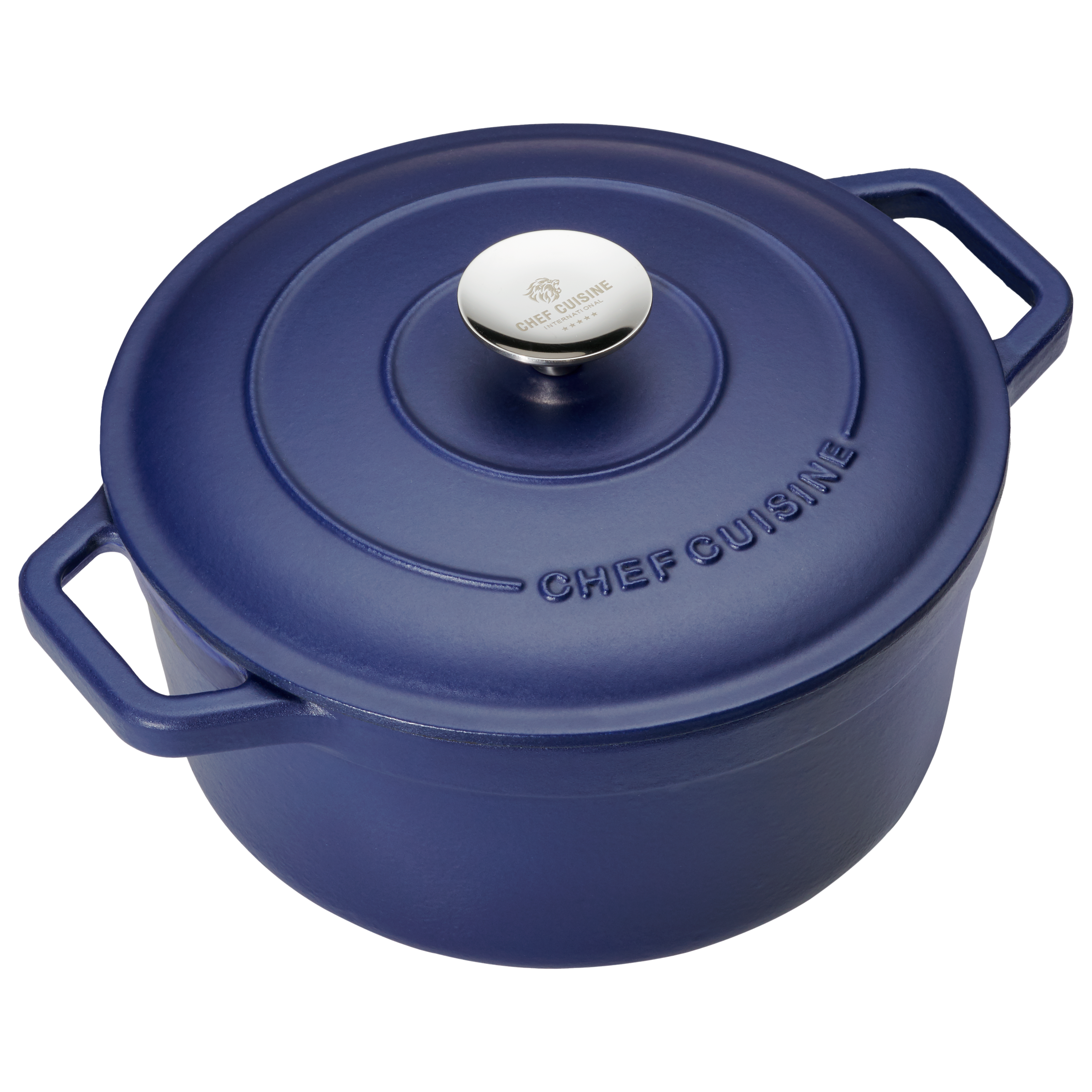 chef-cuisine-gusseiserner-br-ter-24-cm-blau-emailliert-mit-deckel image 1