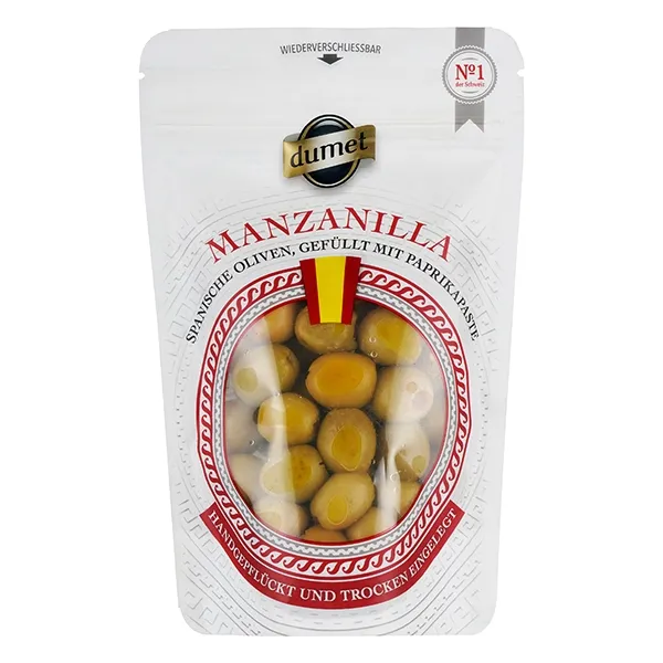 feinkost-dittmann-dumet-manzanilla-gr-ne-oliven-paprikapaste-nussig image 1