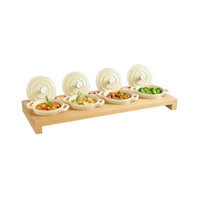 chef-cuisine-servieren-mini-cocottes-holzbar-5-tlg-gusseisen image 1