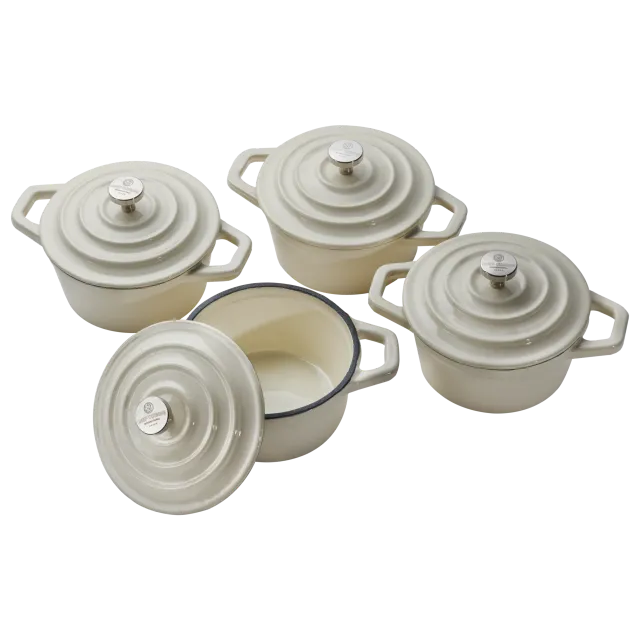 chef-cuisine-gusseisen-mini-cocotte-4er-set-emailliert-mit-deckel image 1