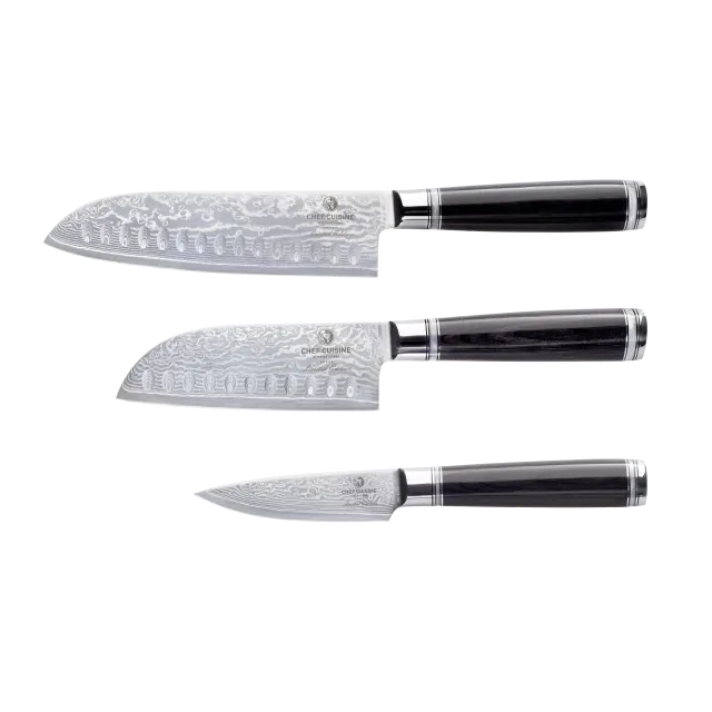 chef-cuisine-damast-messerset-3-tlg-santoku-sch-lmesser-pakkaholz image 1
