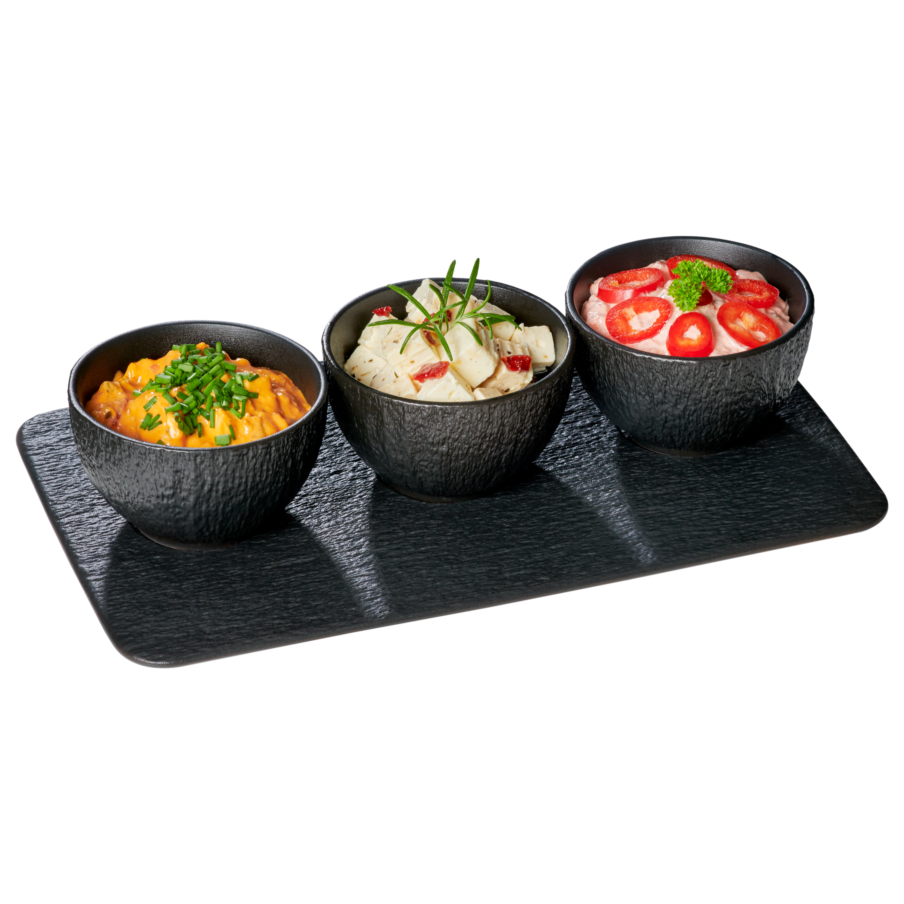 chef-cuisine-servieren-porzellan-dip-schalen-3er-set-mit-tablett-schiefer image 4