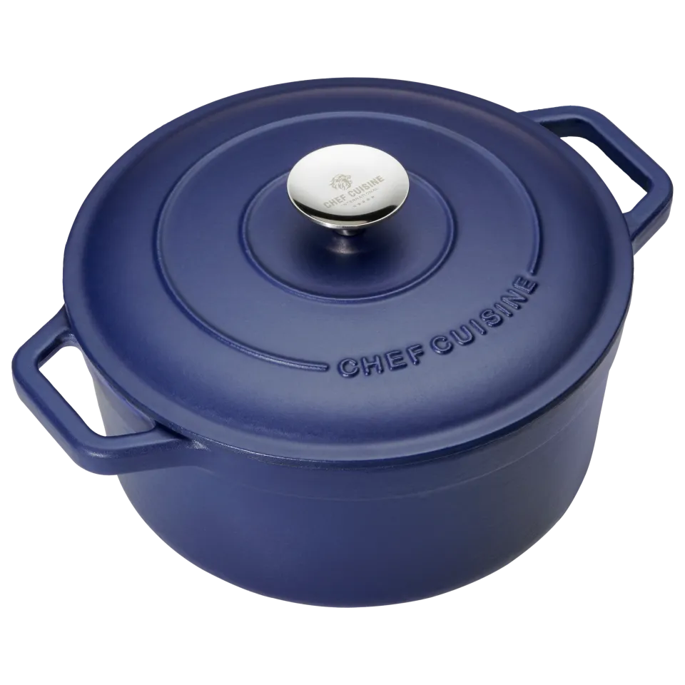 chef-cuisine-gusseiserner-br-ter-24-cm-blau-emailliert-mit-deckel image 1