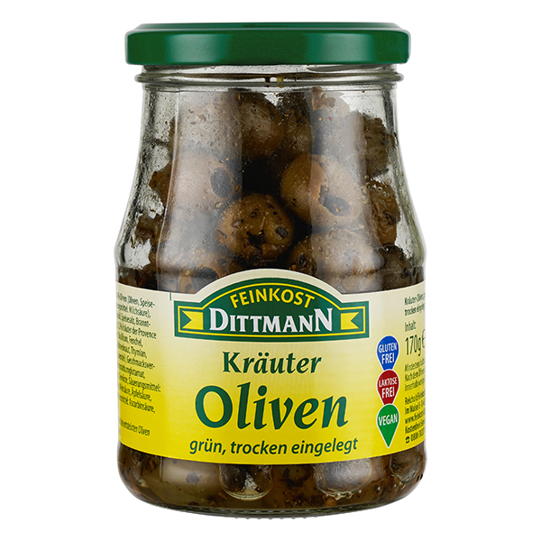 feinkost-dittmann-kr-uter-oliven-gr-n-ohne-stein-glas image 1