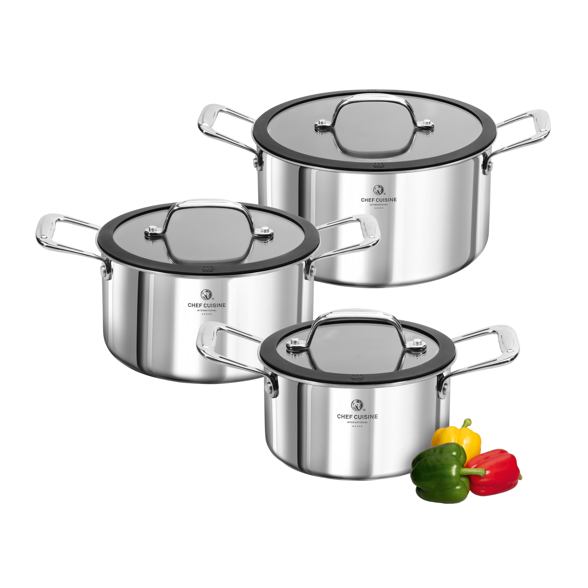 chef-cuisine-honeycomb-edelstahl-topfset-3-tlg-keramik-antihaft image 1