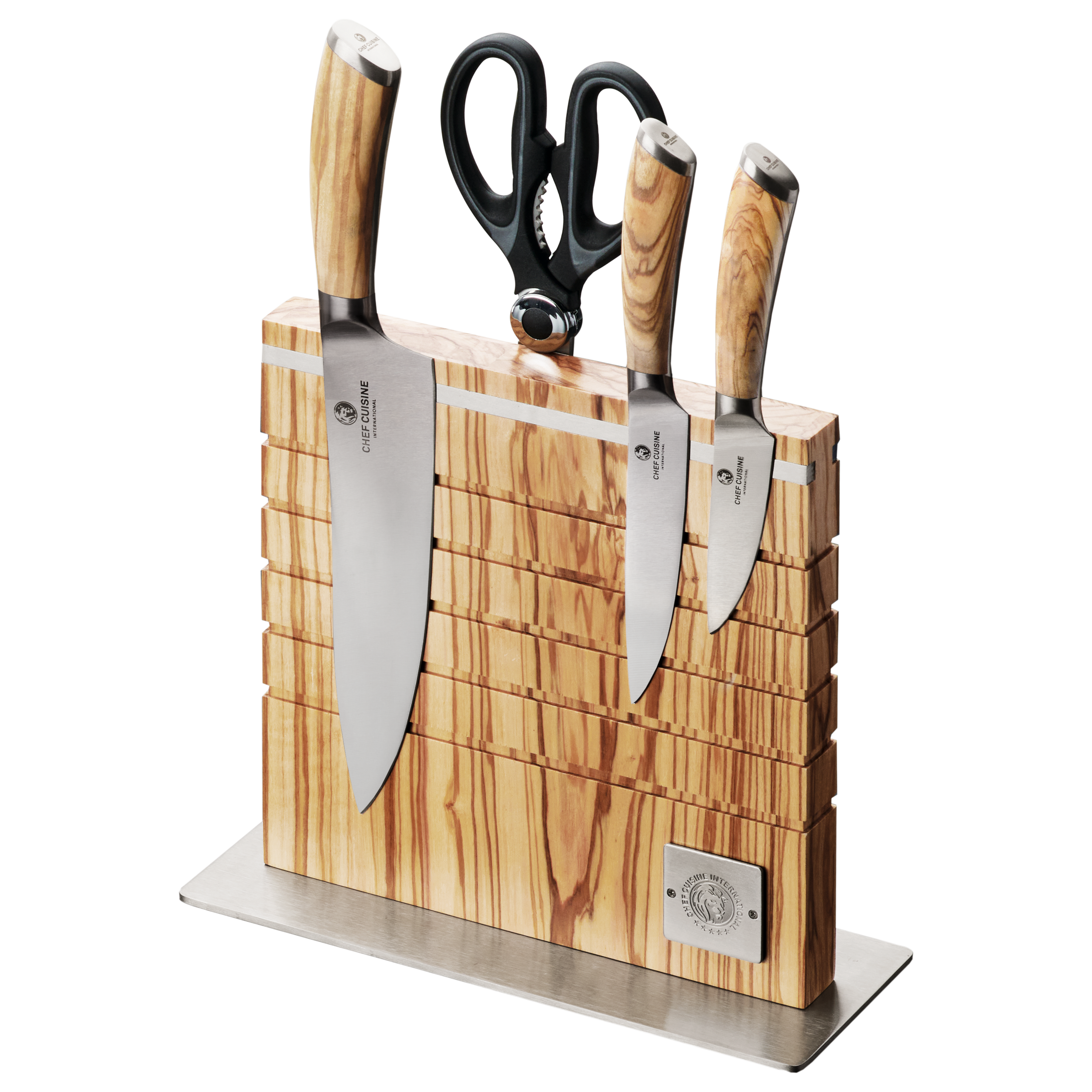 chef-cuisine-olivenholz-serie-messer-set-5-tlg-mit-messerblock image 1