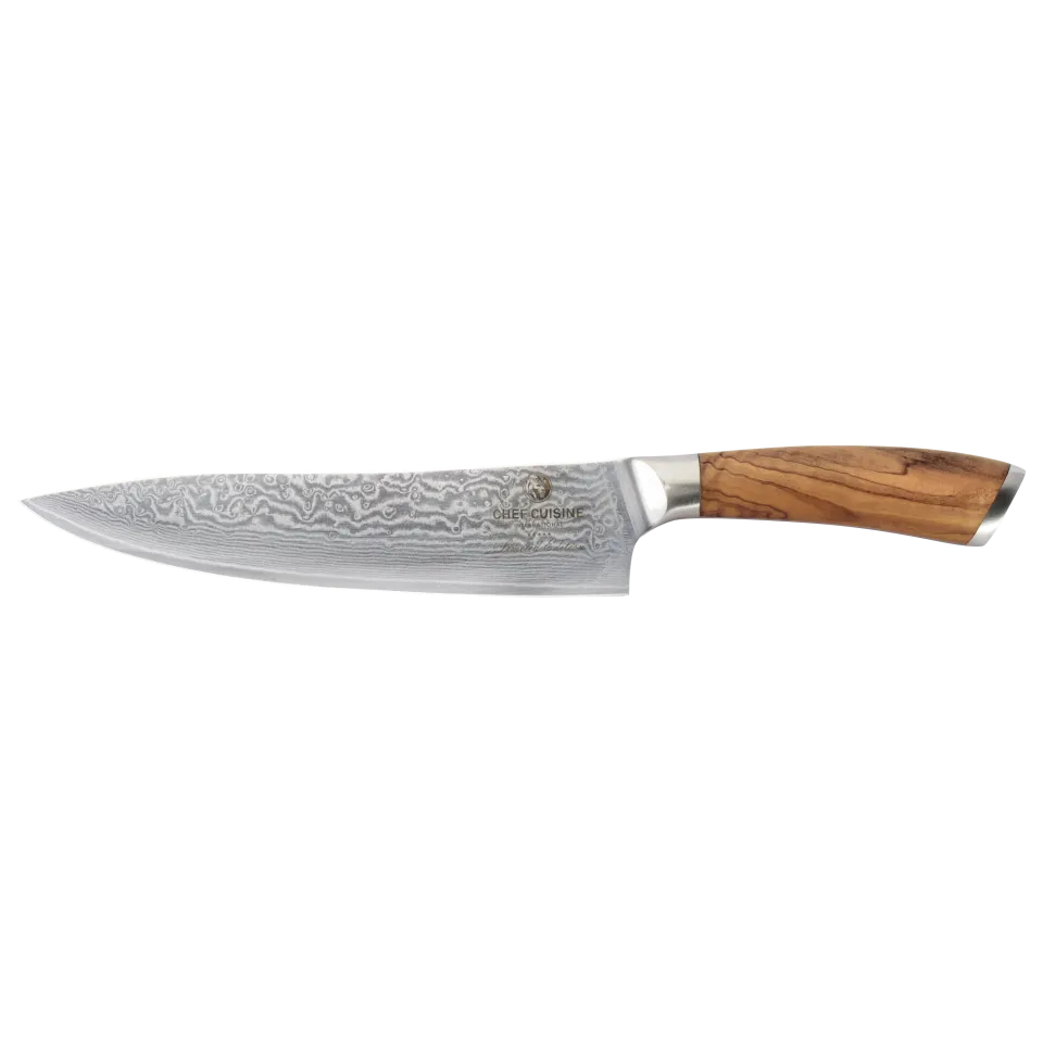 chef-cuisine-damast-chefmesser-mit-67-lagiger-klinge-und-griff-aus-olivenholz image 1