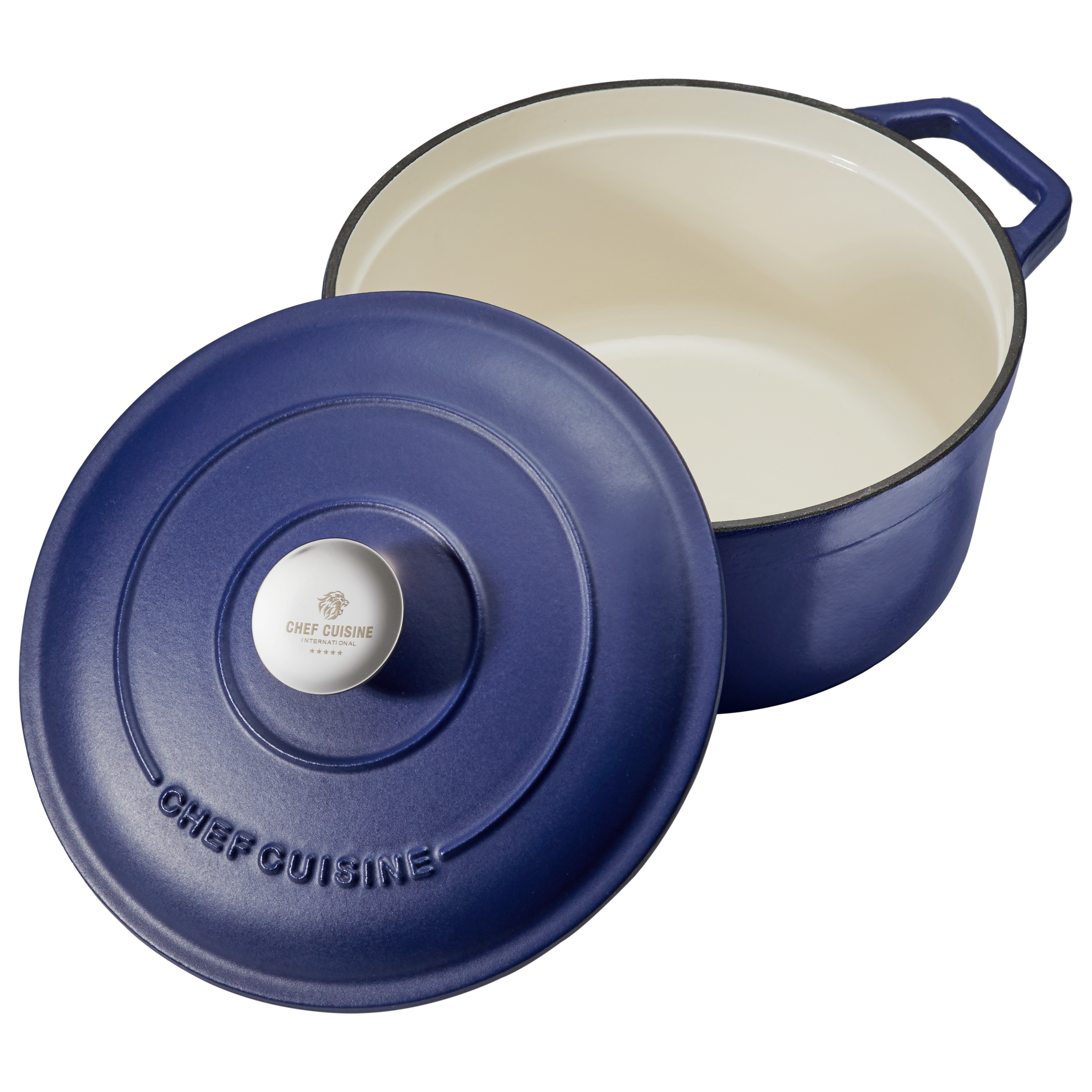 chef-cuisine-gusseiserner-br-ter-24-cm-blau-emailliert-mit-deckel image 2