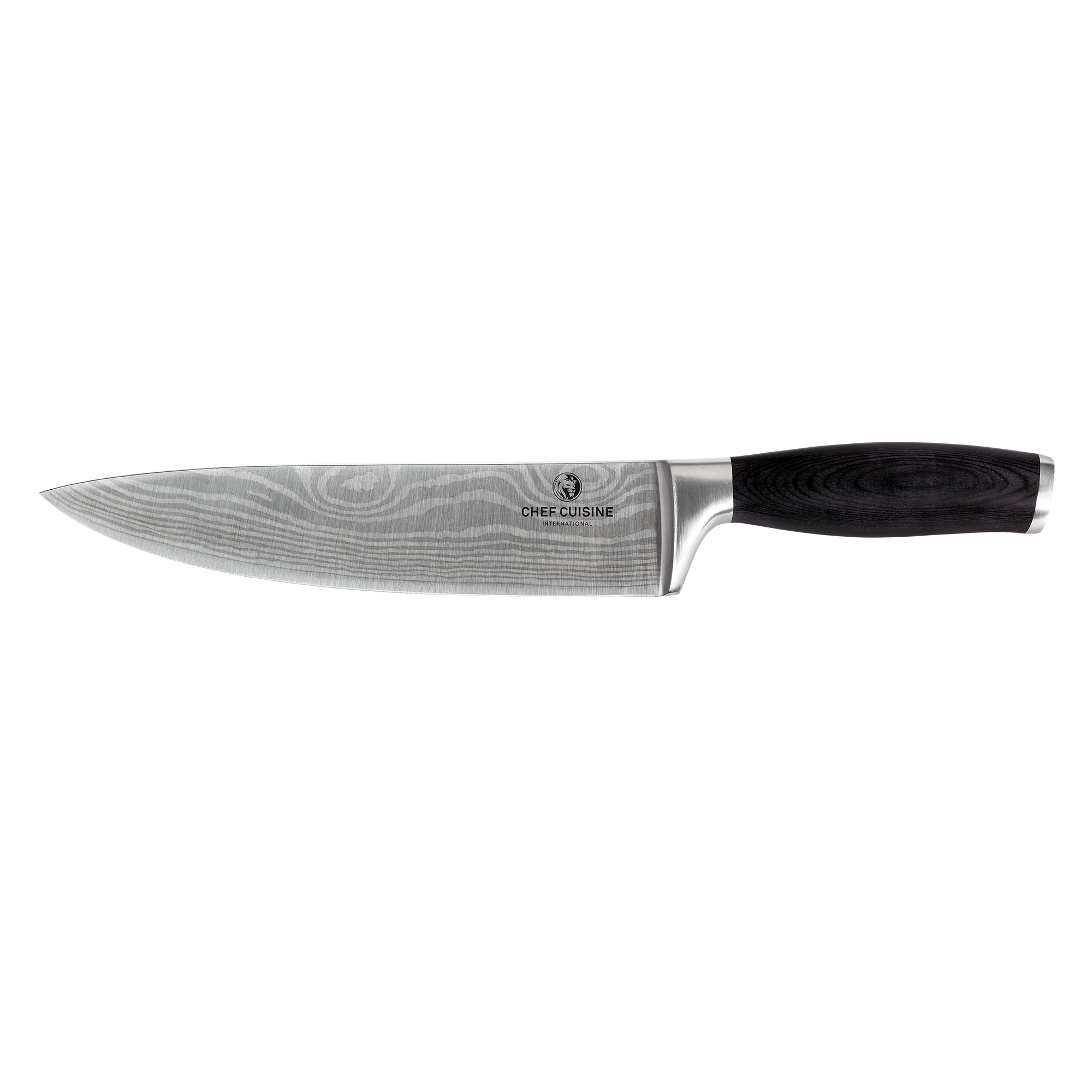 chef-cuisine-pakkaholz-chefmesser-edelstahl-damast-optik image 1