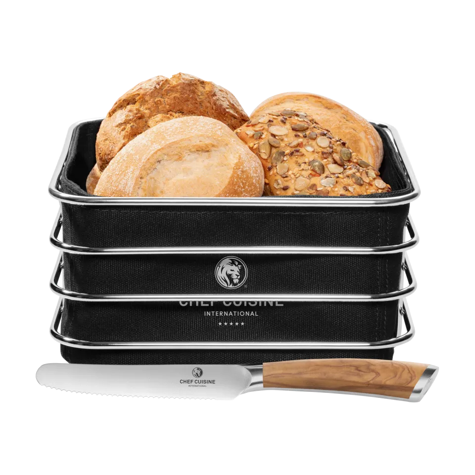 chef-cuisine-servieren-brotkorb-set-fr-hst-cksmesser-olivenholz image 1