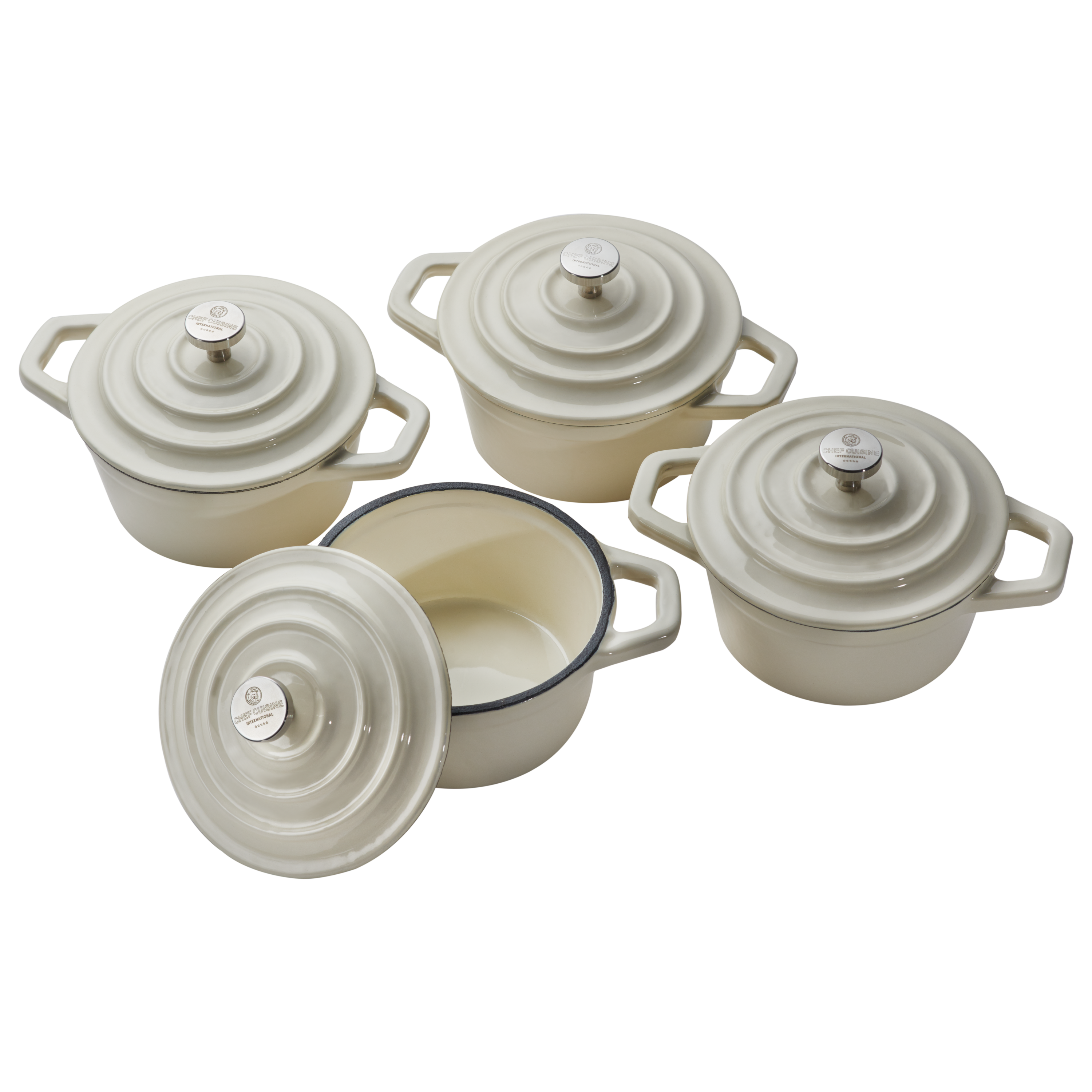 chef-cuisine-gusseisen-mini-cocotte-4er-set-emailliert-mit-deckel image 1