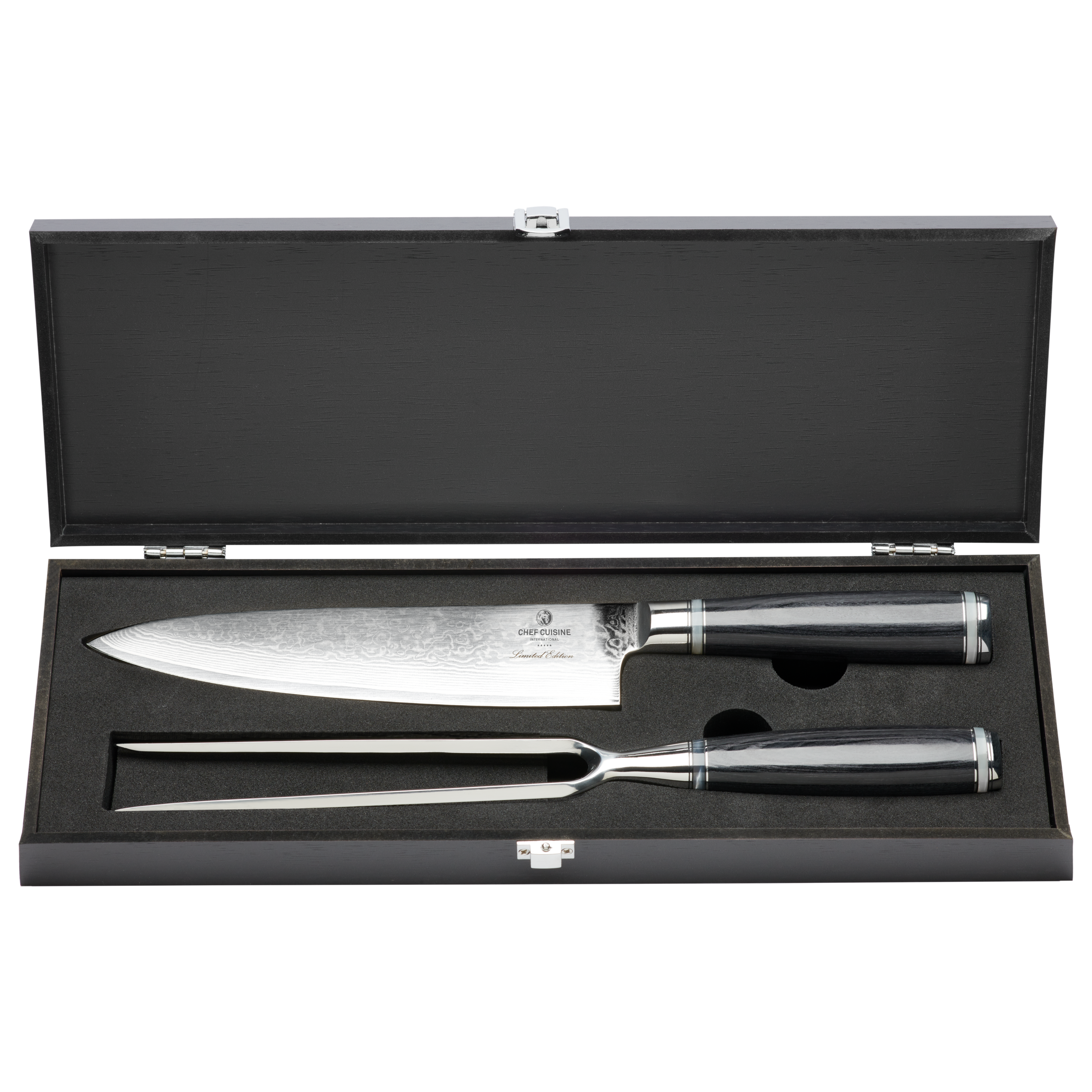 chef-cuisine-damast-tranchier-set-2-tlg-chefmesser-gabel-67-lagen image 4