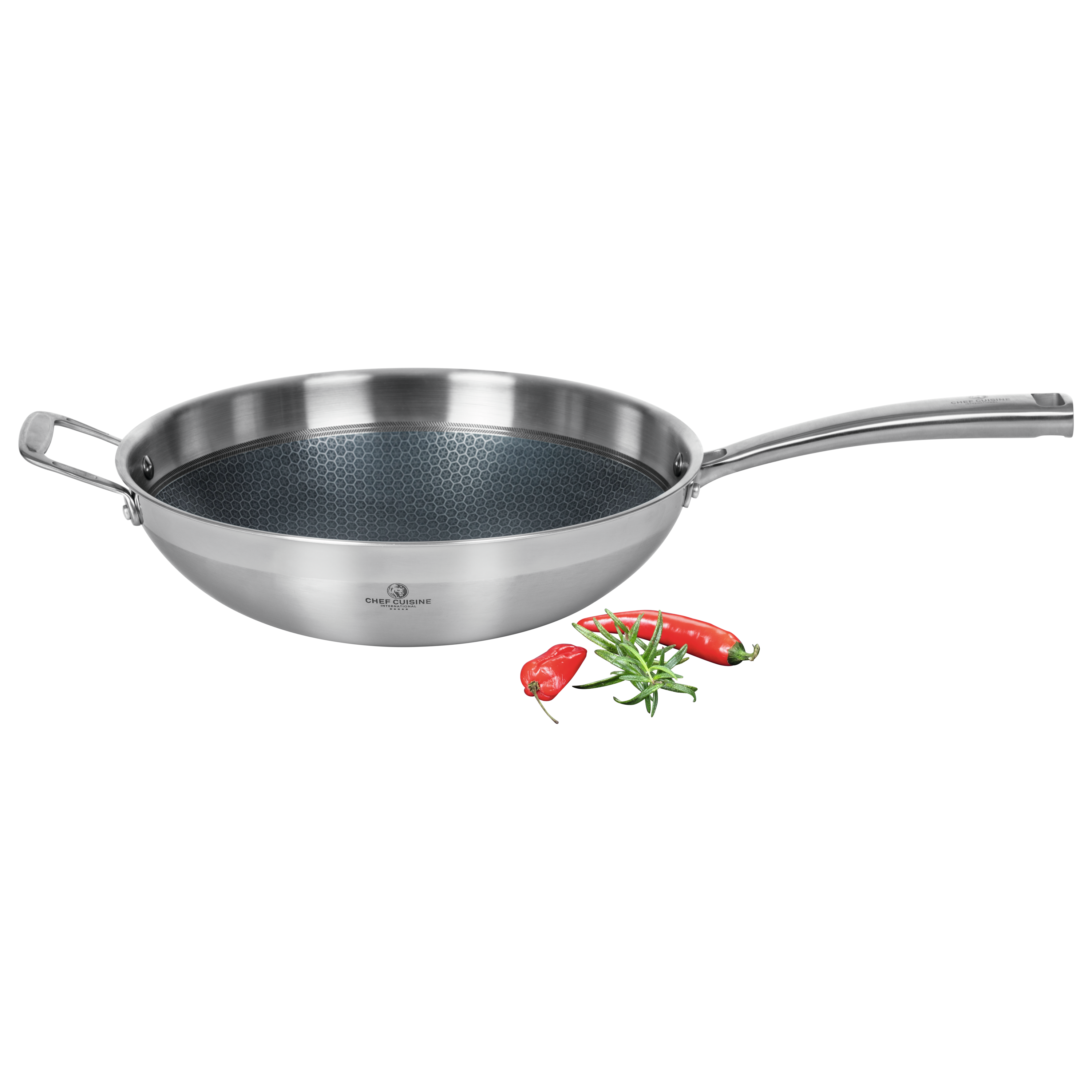 chef-cuisine-honeycomb-wok-32-cm-antihaft-induktion-edelstahl image 1