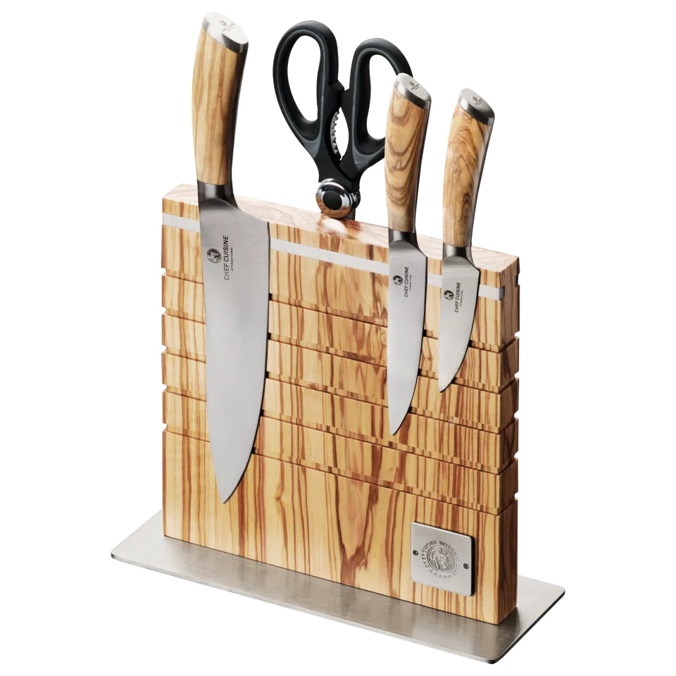 chef-cuisine-olivenholz-serie-messer-set-5-tlg-mit-messerblock image 1