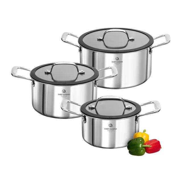 chef-cuisine-honeycomb-edelstahl-topfset-3-tlg-keramik-antihaft image 1