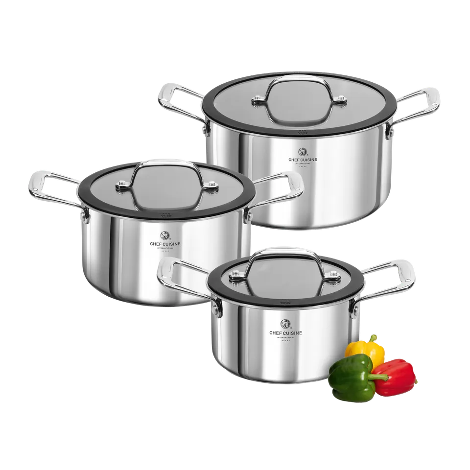 chef-cuisine-honeycomb-edelstahl-topfset-3-tlg-keramik-antihaft image 1